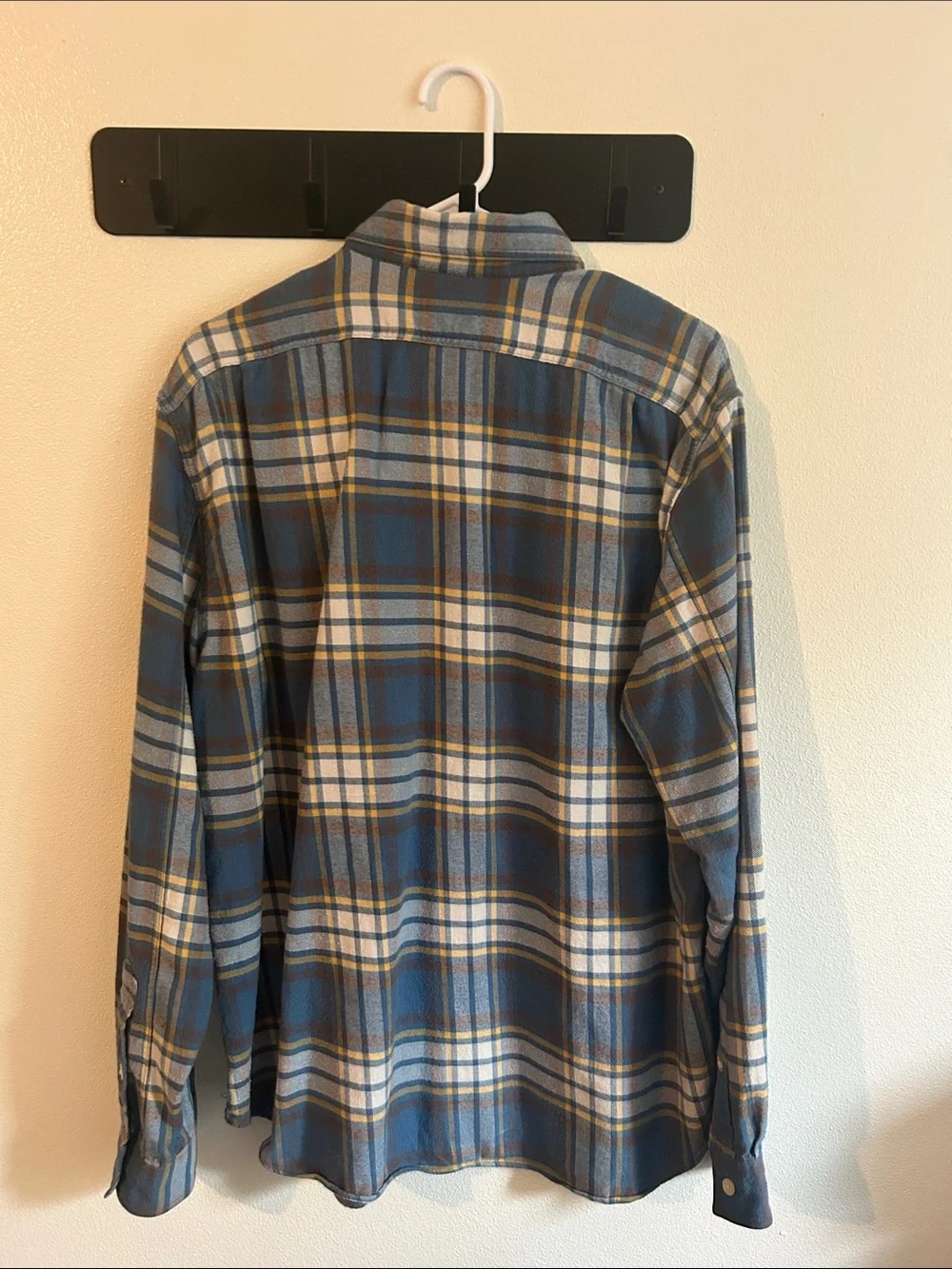 JCrew Men's L Blue/Yellow Plaid Cotton Flannel Chest Pkts Button-Up Shirt